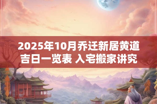 2025年10月乔迁新居黄道吉日一览表 入宅搬家讲究事项