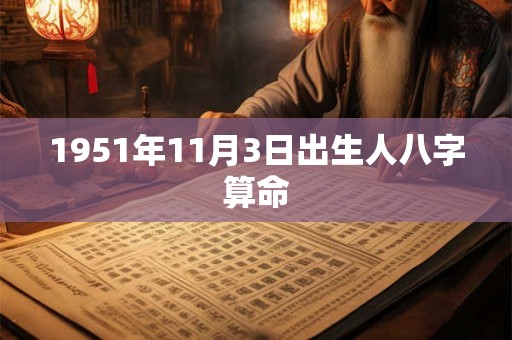 1951年11月3日出生人八字算命