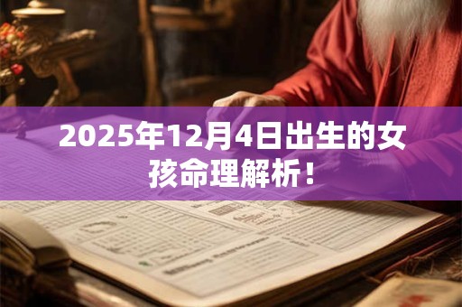 2025年12月4日出生的女孩命理解析！