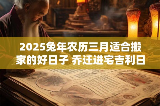 2025兔年农历三月适合搬家的好日子 乔迁进宅吉利日