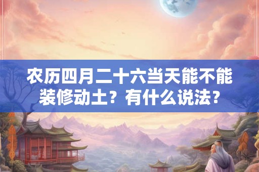 农历四月二十六当天能不能装修动土？有什么说法？