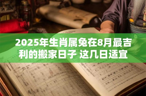 2025年生肖属兔在8月最吉利的搬家日子 这几日适宜搬家