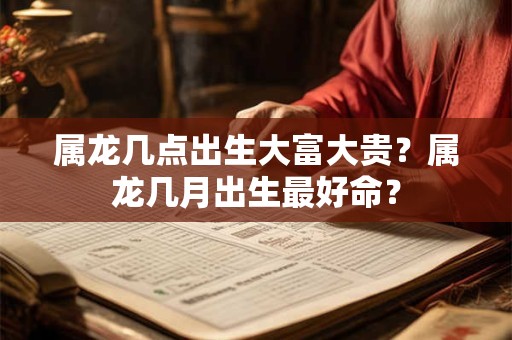 属龙几点出生大富大贵？属龙几月出生最好命？