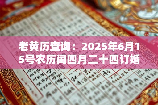 老黄历查询：2026年6月15号农历闰四月二十四订婚好吗