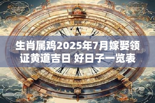 生肖属鸡2025年7月嫁娶领证黄道吉日 好日子一览表