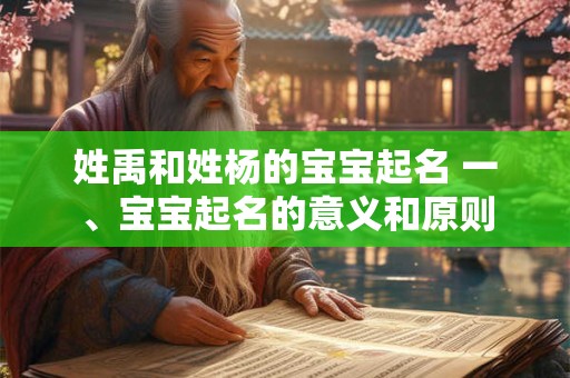 姓禹和姓杨的宝宝起名 一、宝宝起名的意义和原则