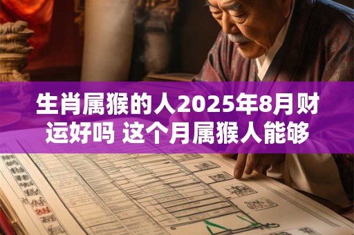 生肖属猴的人2026年8月财运好吗 这个月属猴人能够赚到钱
