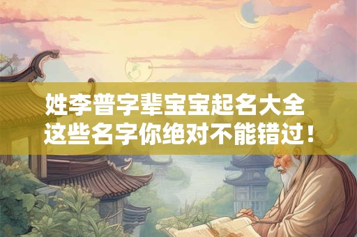 姓李普字辈宝宝起名大全 这些名字你绝对不能错过！