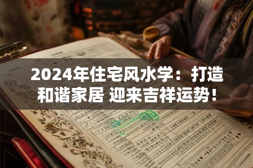 2024年住宅风水学：打造和谐家居 迎来吉祥运势！