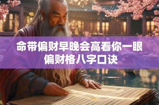 命带偏财早晚会高看你一眼 偏财格八字口诀