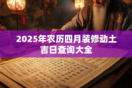 2025年农历四月装修动土吉日查询大全