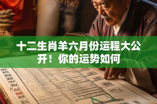 十二生肖羊六月份运程大公开！你的运势如何