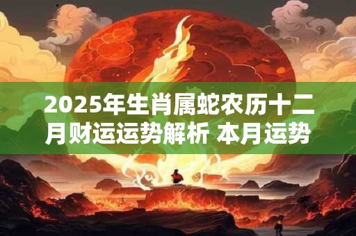 2025年生肖属蛇农历十二月财运运势解析 本月运势比较旺盛