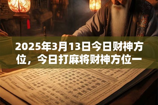 2025年3月13日今日财神方位，今日打麻将财神方位一览表