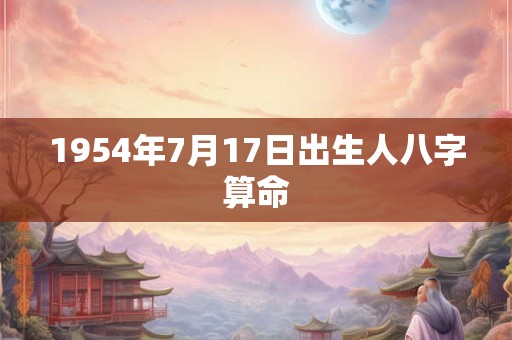 1954年7月17日出生人八字算命 1954年7月17日出生人八字算命