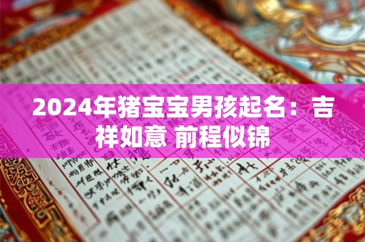 2024年猪宝宝男孩起名：吉祥如意 前程似锦