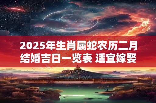 2025年生肖属蛇农历二月结婚吉日一览表 适宜嫁娶的吉日