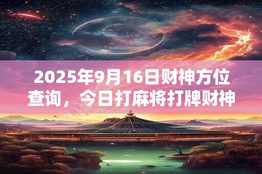 2025年9月16日财神方位查询，今日打麻将打牌财神方位