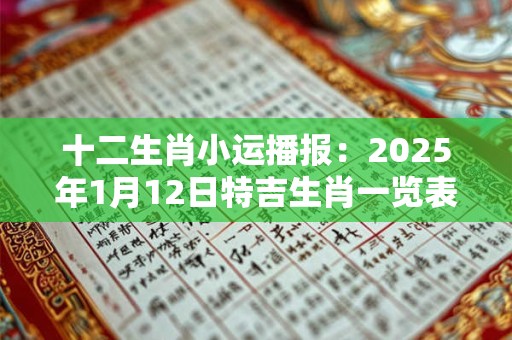 十二生肖小运播报：2025年1月12日特吉生肖一览表