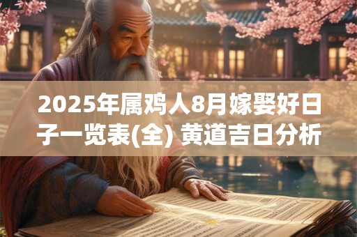 2025年属鸡人8月嫁娶好日子一览表(全) 黄道吉日分析