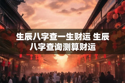 生辰八字查一生财运 生辰八字查询测算财运