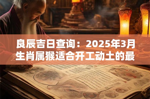 良辰吉日查询：2025年3月生肖属猴适合开工动土的最佳吉日