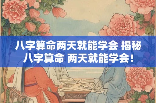 八字算命两天就能学会 揭秘八字算命 两天就能学会！