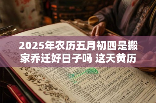2026年农历五月初四是搬家乔迁好日子吗 这天黄历宜忌