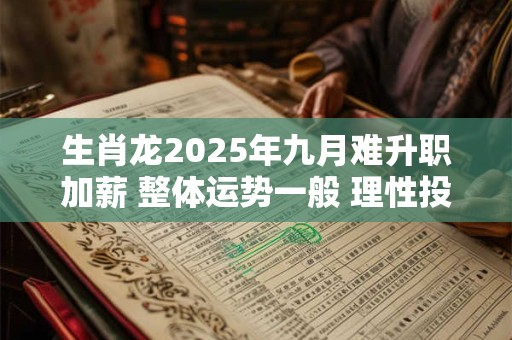 生肖龙2025年九月难升职加薪 整体运势一般 理性投资