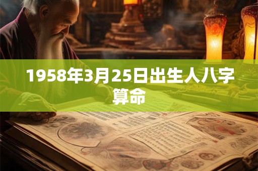 1958年3月25日出生人八字算命