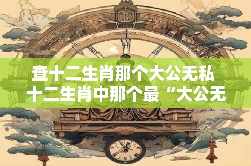 查十二生肖那个大公无私 十二生肖中那个最“大公无私”