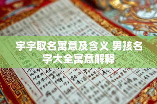 宇字取名寓意及含义 男孩名字大全寓意解释