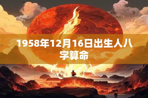 1958年12月16日出生人八字算命