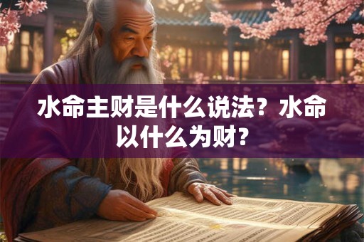 水命主财是什么说法？水命以什么为财？