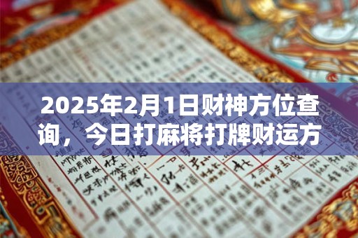 2025年2月1日财神方位查询，今日打麻将打牌财运方位