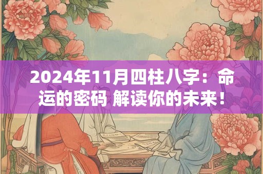 2024年11月四柱八字：命运的密码 解读你的未来！