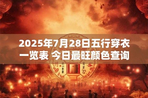 2025年7月28日五行穿衣一览表 今日最旺颜色查询