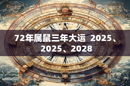 72年属鼠三年大运  2025、 2025、2028