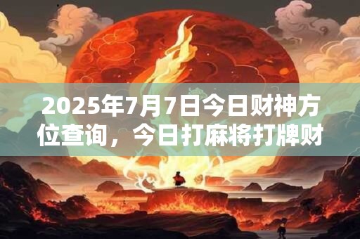 2025年7月7日今日财神方位查询,今日打麻将打牌财神方位! 2025年7月7日今日财神方位查询,今日打麻将打牌财神方位!