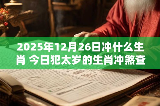 2025年12月26日冲什么生肖 今日犯太岁的生肖冲煞查询：