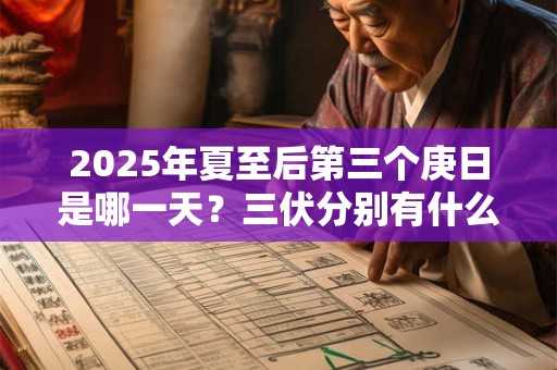 2025年夏至后第三个庚日是哪一天？三伏分别有什么特点？
