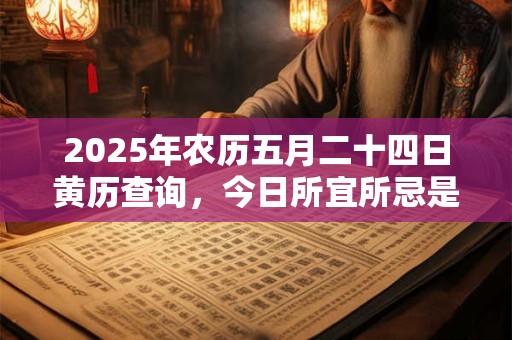 2025年农历五月二十四日黄历查询，今日所宜所忌是什么