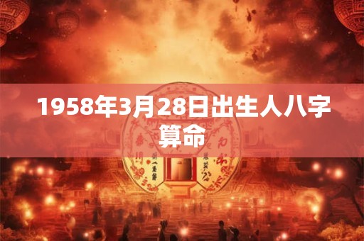 1958年3月28日出生人八字算命 1958年3月28日出生人八字算命