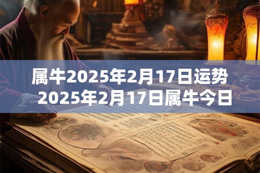 属牛2025年2月17日运势  2025年2月17日属牛今日运势