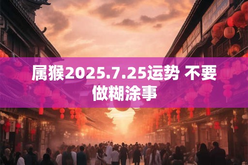 属猴2025.7.25运势 不要做糊涂事