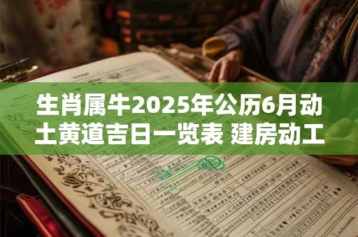 生肖属牛2025年公历6月动土黄道吉日一览表 建房动工佳期