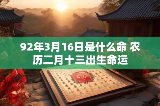 92年3月16日是什么命 农历二月十三出生命运
