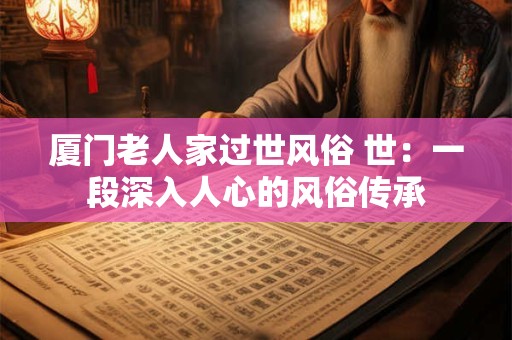 厦门老人家过世风俗 世：一段深入人心的风俗传承