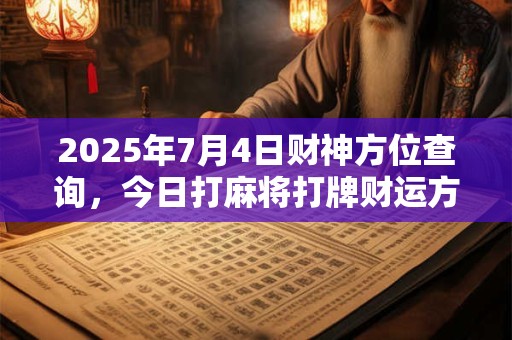 2025年7月4日财神方位查询，今日打麻将打牌财运方位！
