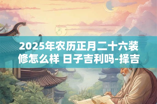 2025年农历正月二十六装修怎么样 日子吉利吗-择吉日网